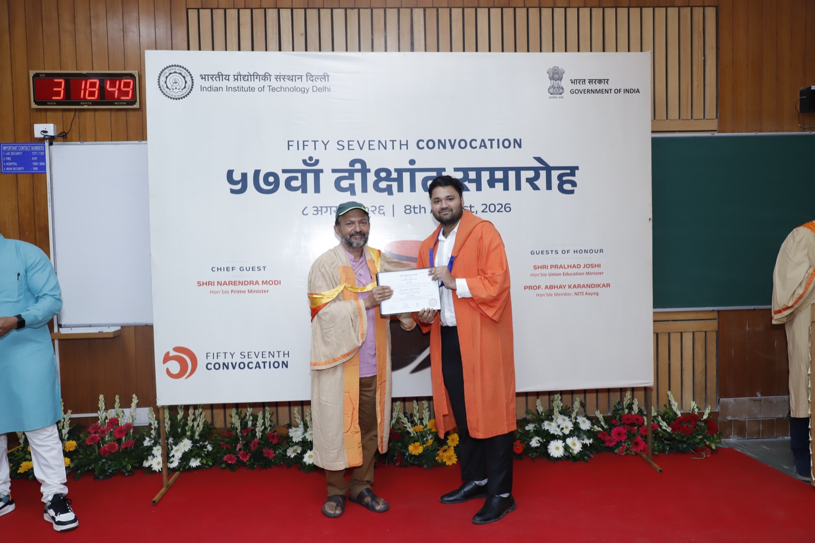 Ritul Kumawat receiving his degree at the IIT Delhi convocation
